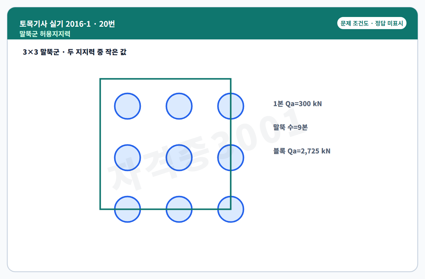 말뚝군 지지력 조건도 정답 미표시
